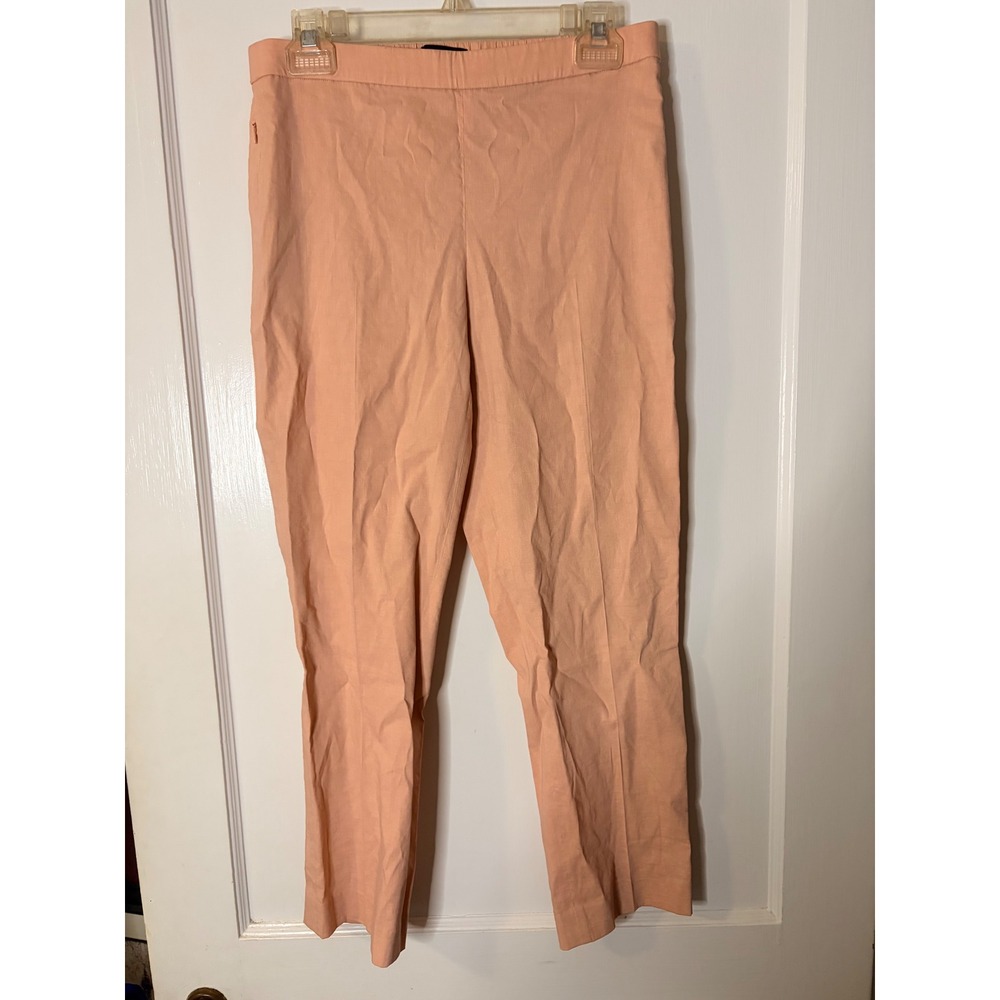 Theory Peach Apricot Pull On Tapered Dress Pants Size 6 Side Zip Cropped